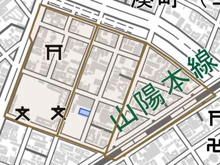 永沢町とその周辺の地図。町の範囲を重ねている
