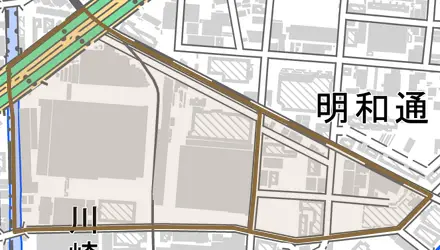 御所通とその周辺の地図。町の範囲を重ねている