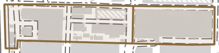 遠矢町とその周辺の地図。町の範囲を重ねている