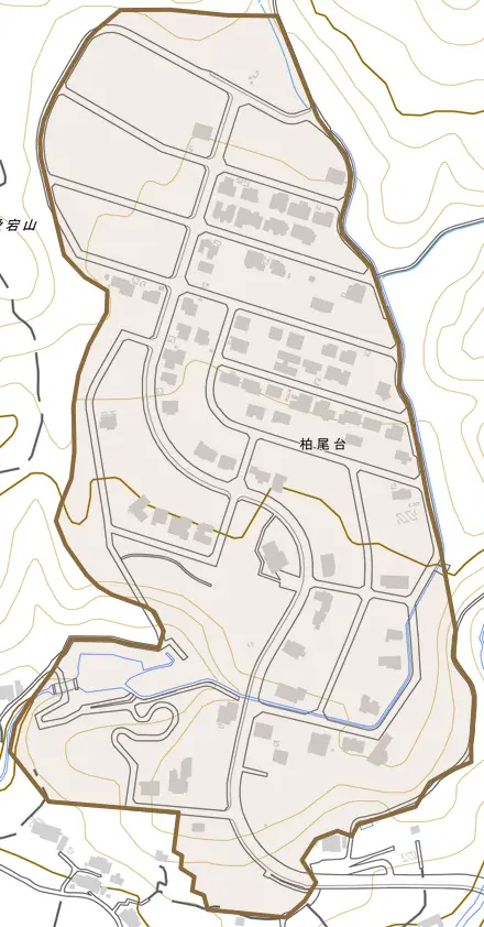 柏尾台とその周辺の地図。町の範囲を重ねている