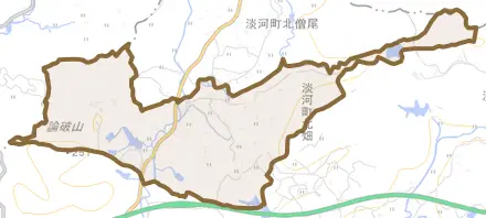 淡河町南僧尾とその周辺の地図。町の範囲を重ねている