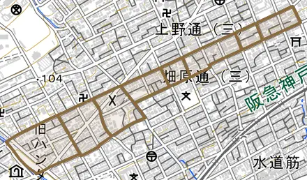赤坂通とその周辺の地図。町の範囲を重ねている