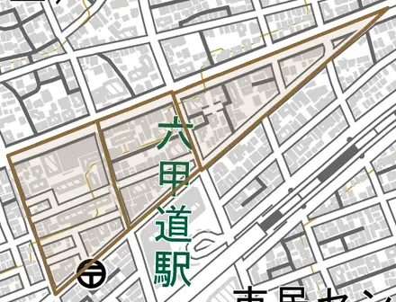 森後町とその周辺の地図。町の範囲を重ねている