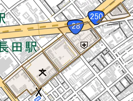 一番町とその周辺の地図。町の範囲を重ねている