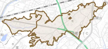 伊川谷町有瀬とその周辺の地図。町の範囲を重ねている