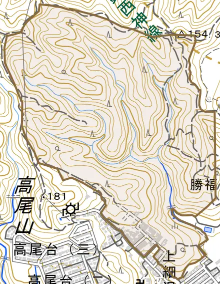 大手とその周辺の地図。町の範囲を重ねている