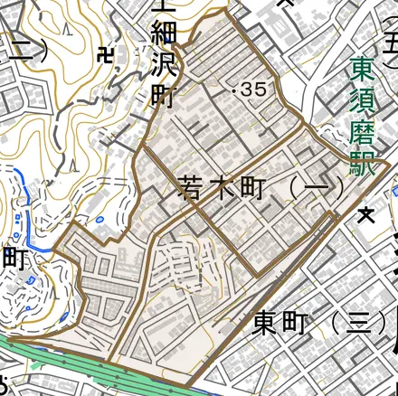 若木町とその周辺の地図。町の範囲を重ねている