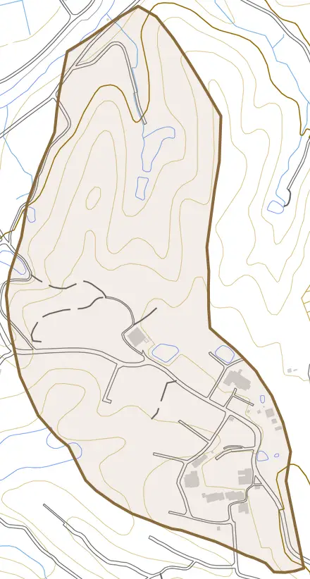 口吉川町善祥寺とその周辺の地図。町の範囲を重ねている