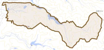 北阿万稲田南とその周辺の地図。町の範囲を重ねている