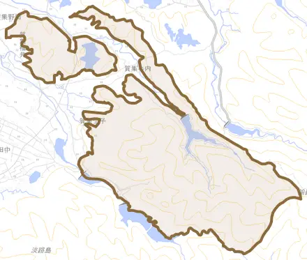 賀集とその周辺の地図。町の範囲を重ねている