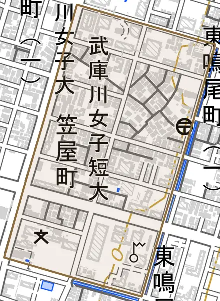 笠屋町とその周辺の地図。町の範囲を重ねている