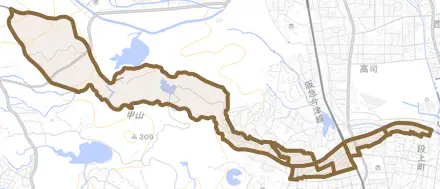 仁川町とその周辺の地図。町の範囲を重ねている