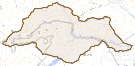 越水とその周辺の地図。町の範囲を重ねている