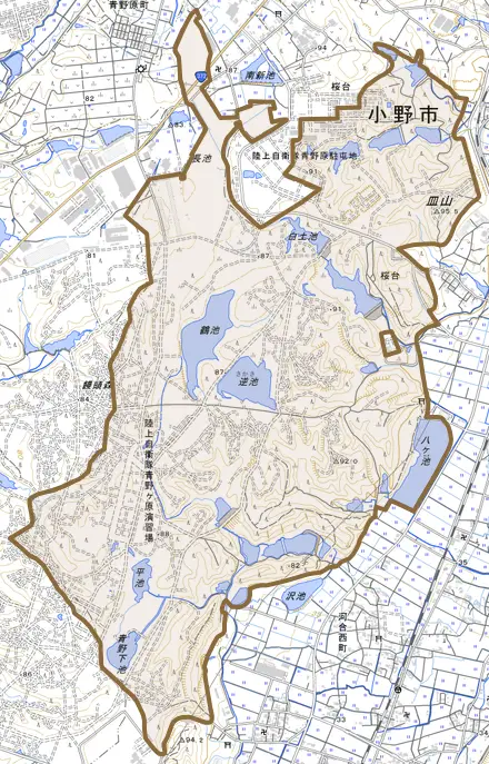 桜台とその周辺の地図。町の範囲を重ねている