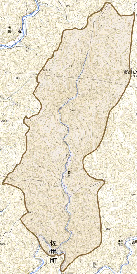 若州とその周辺の地図。町の範囲を重ねている
