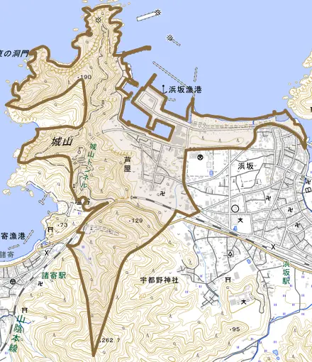 芦屋とその周辺の地図。町の範囲を重ねている