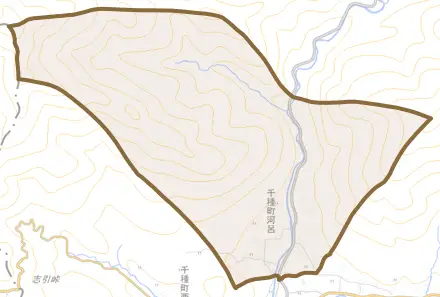 千種町河呂とその周辺の地図。町の範囲を重ねている