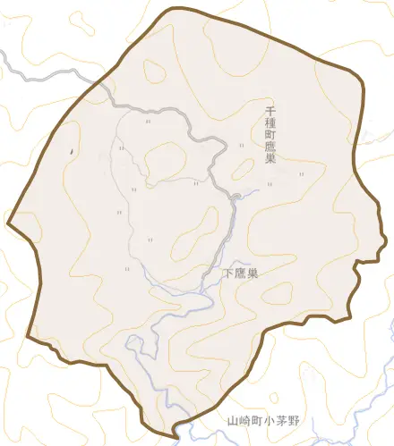千種町鷹巣とその周辺の地図。町の範囲を重ねている