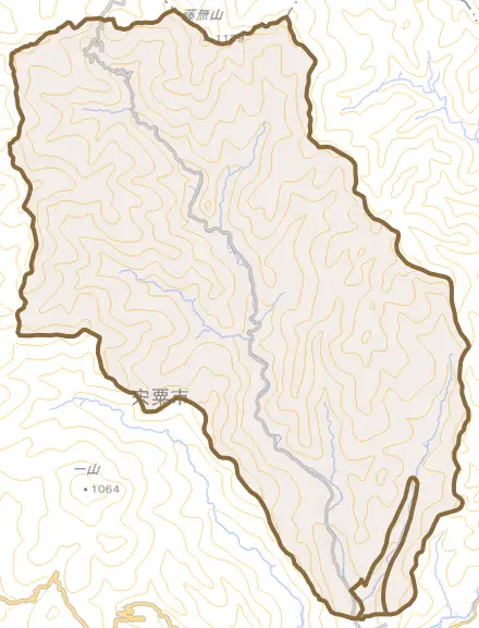 一宮町公文とその周辺の地図。町の範囲を重ねている