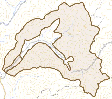一宮町下野田とその周辺の地図。町の範囲を重ねている