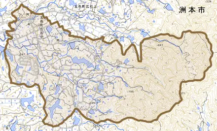 五色町広石中とその周辺の地図。町の範囲を重ねている