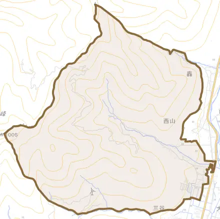 加美区市原とその周辺の地図。町の範囲を重ねている