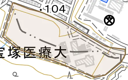 花屋敷緑ガ丘とその周辺の地図。町の範囲を重ねている