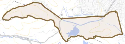 蔵人とその周辺の地図。町の範囲を重ねている