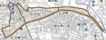 仁川北とその周辺の地図。町の範囲を重ねている