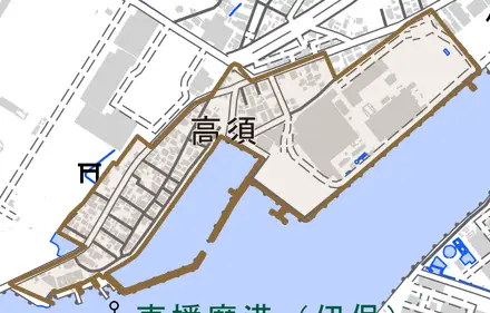 高須とその周辺の地図。町の範囲を重ねている