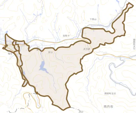 福住とその周辺の地図。町の範囲を重ねている