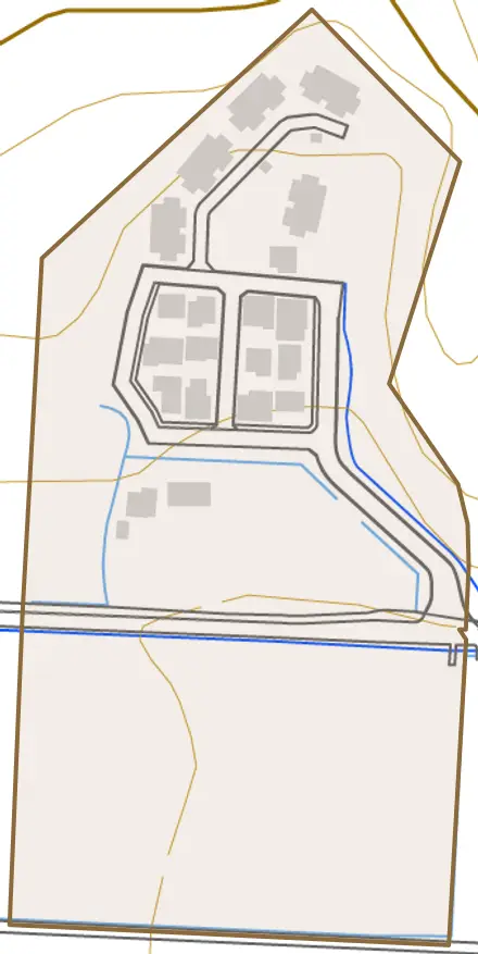 市山とその周辺の地図。町の範囲を重ねている