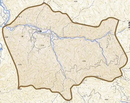 川阪とその周辺の地図。町の範囲を重ねている