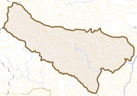 大屋町横行とその周辺の地図。町の範囲を重ねている