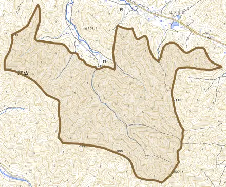 上野とその周辺の地図。町の範囲を重ねている