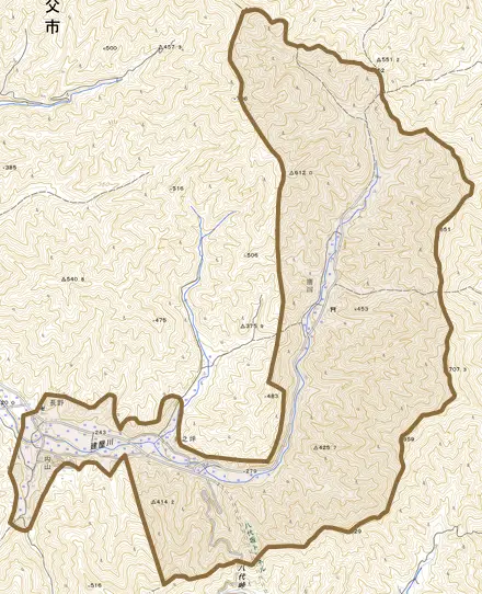 長野とその周辺の地図。町の範囲を重ねている