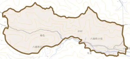 八鹿町小佐とその周辺の地図。町の範囲を重ねている