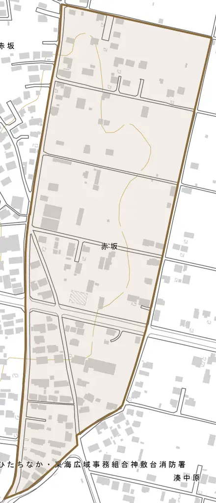 赤坂とその周辺の地図。町の範囲を重ねている