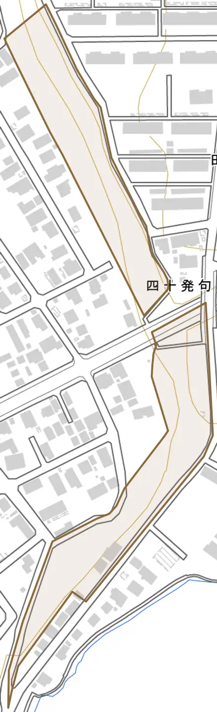 四十発句とその周辺の地図。町の範囲を重ねている