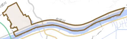 清久島とその周辺の地図。町の範囲を重ねている