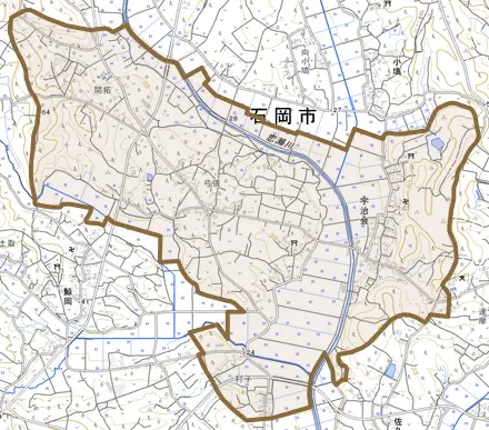宇治会とその周辺の地図。町の範囲を重ねている