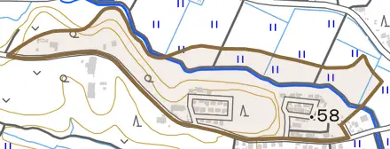 箱田大郷戸とその周辺の地図。町の範囲を重ねている