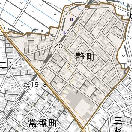 静町とその周辺の地図。町の範囲を重ねている