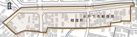 紺屋町とその周辺の地図。町の範囲を重ねている