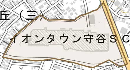 百合ケ丘とその周辺の地図。町の範囲を重ねている