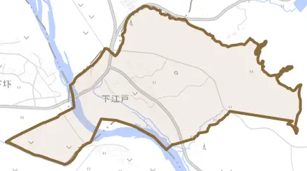 下江戸とその周辺の地図。町の範囲を重ねている