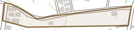 東田中とその周辺の地図。町の範囲を重ねている