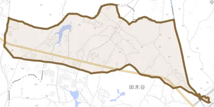 栗又四ケとその周辺の地図。町の範囲を重ねている