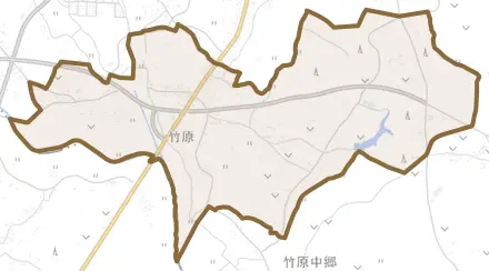 竹原とその周辺の地図。町の範囲を重ねている