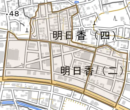 明日香とその周辺の地図。町の範囲を重ねている